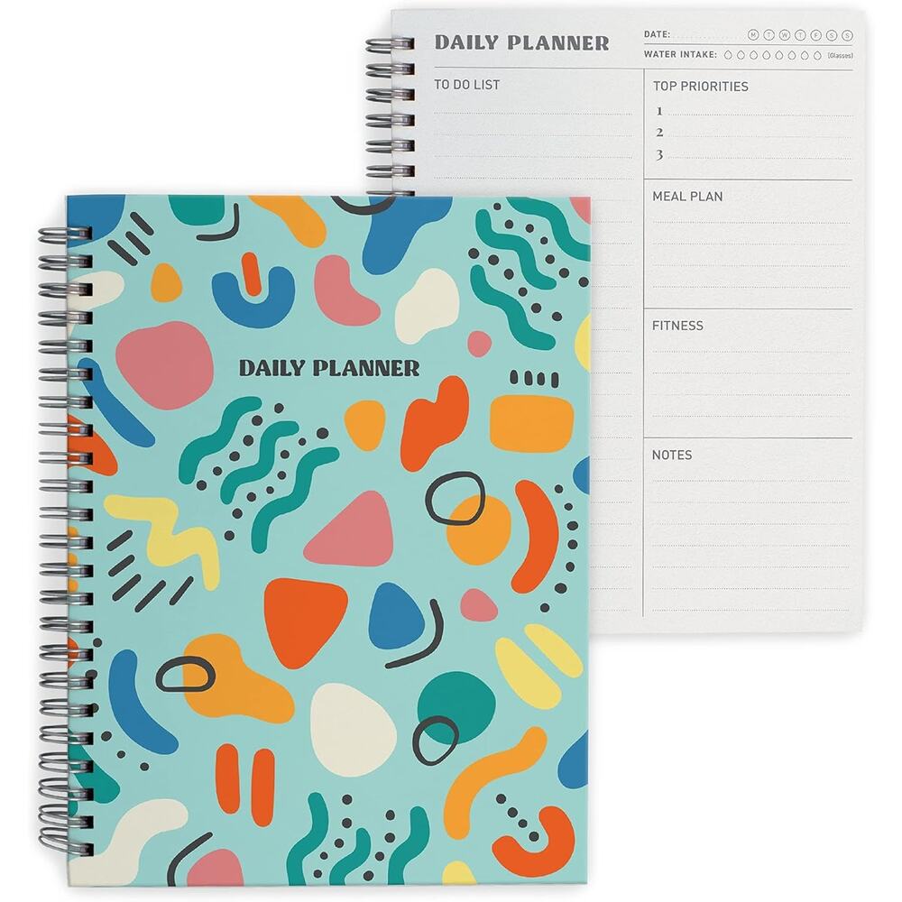 Colorful Rileys & Co Undated Daily Planner To Do List Notebook, 8x6 inch 80 pgs